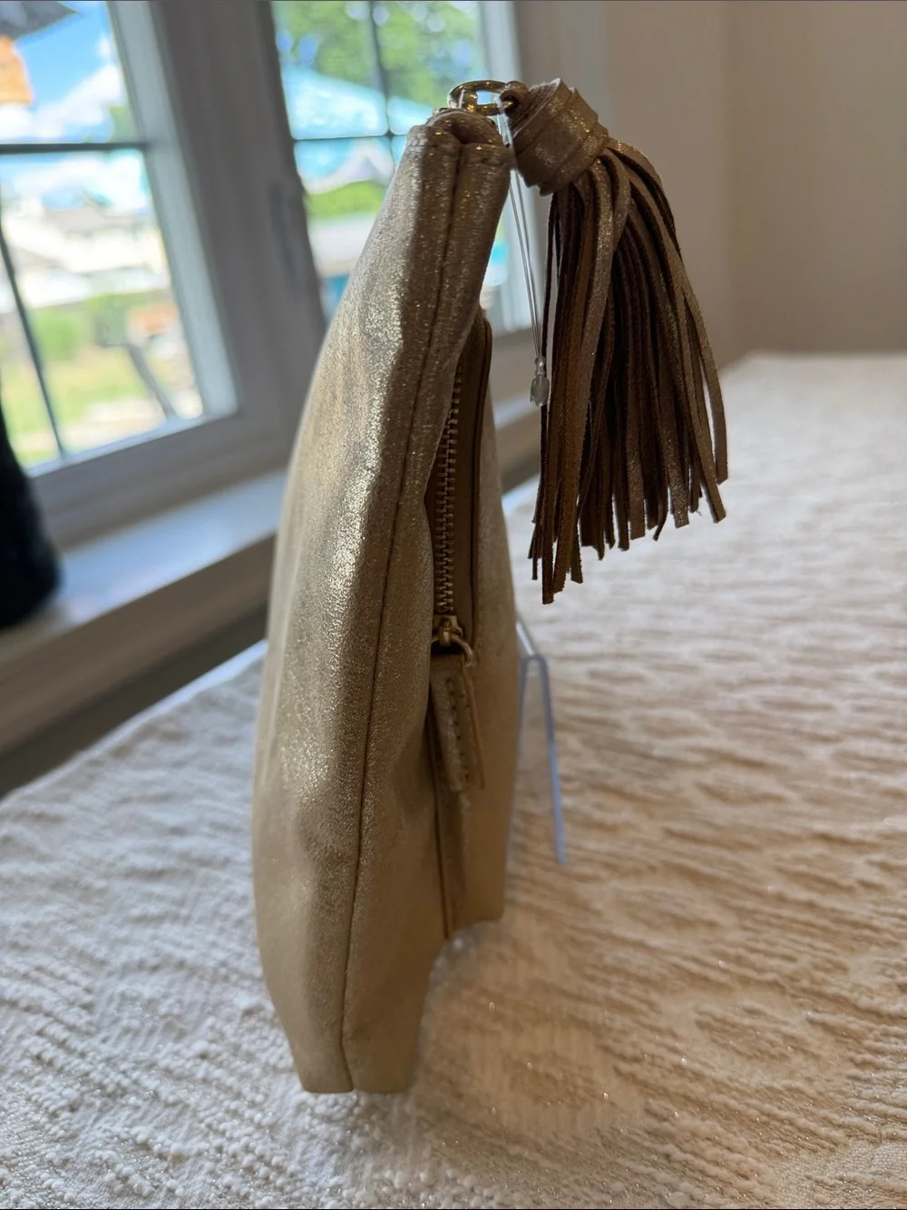 Lilly Pulitzer Gold Metallic Tech Pouch Zip-Top with Tassel